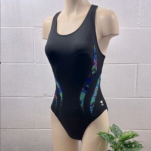 TYR Black and Blue One Piece Racerback Swimsuit​​